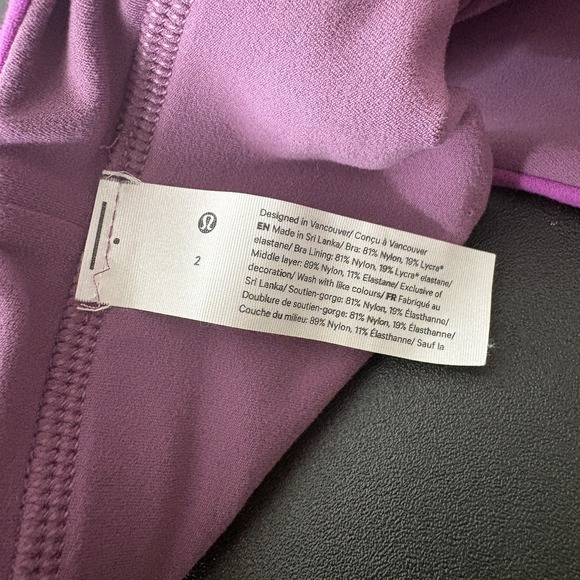 Lululemon Bra Womens Size 2 Purple Energy Yoga Workout Training Gym Chic - Picture 4 of 5